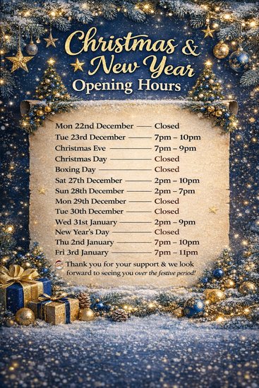 Christmas and New Year Opening Times